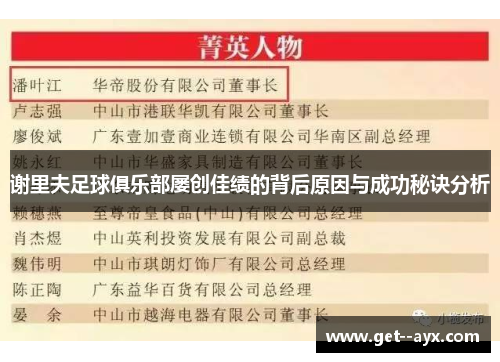 谢里夫足球俱乐部屡创佳绩的背后原因与成功秘诀分析